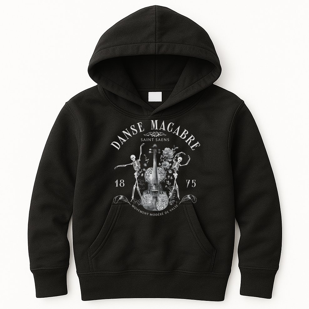 Danse Macabre Orchestra Skeleton Violin Kids Hoodie