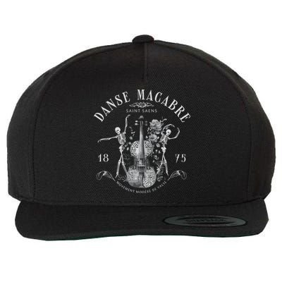 Danse Macabre Orchestra Skeleton Violin Wool Snapback Cap