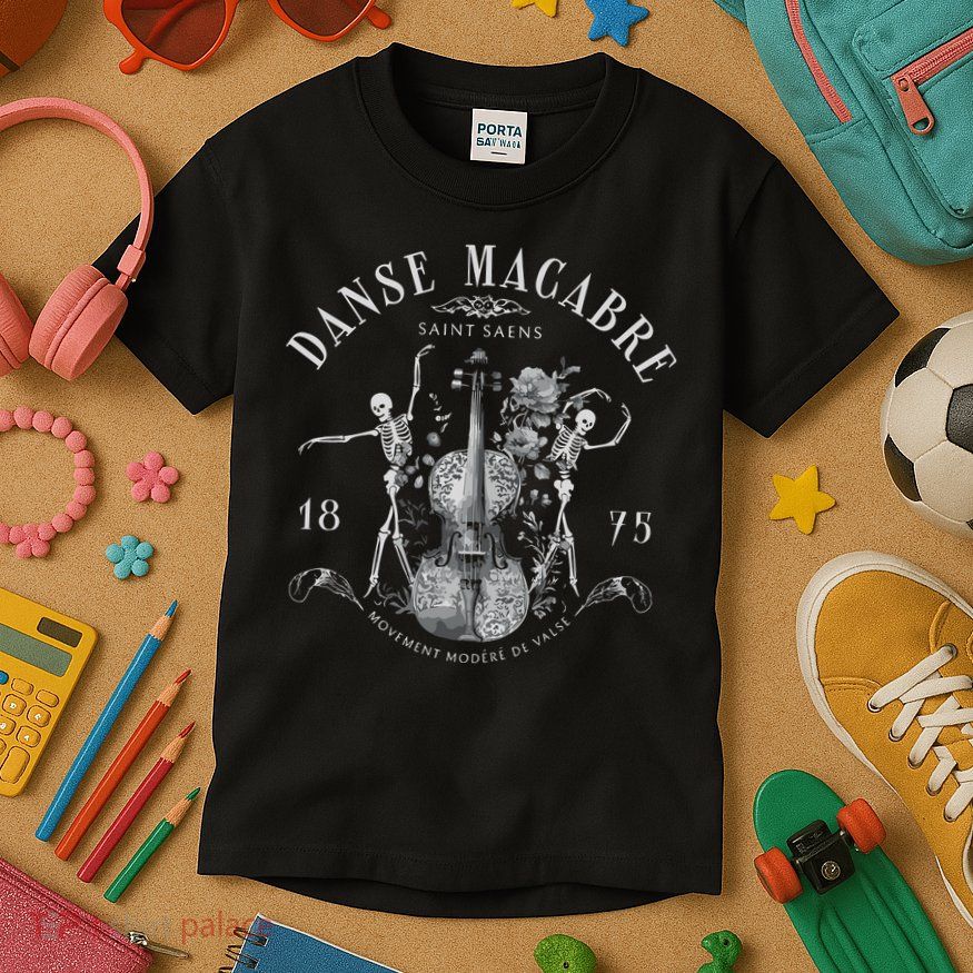 Danse Macabre Orchestra Skeleton Violin Kids T-Shirt