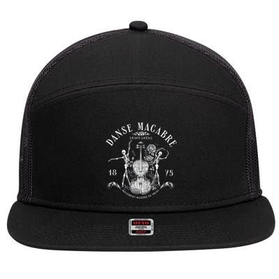 Danse Macabre Orchestra Skeleton Violin Teacher Halloween 7 Panel Mesh Trucker Snapback Hat
