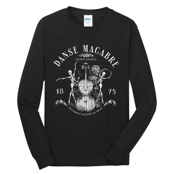 Danse Macabre Orchestra Skeleton Violin Teacher Halloween Tall Long Sleeve T-Shirt