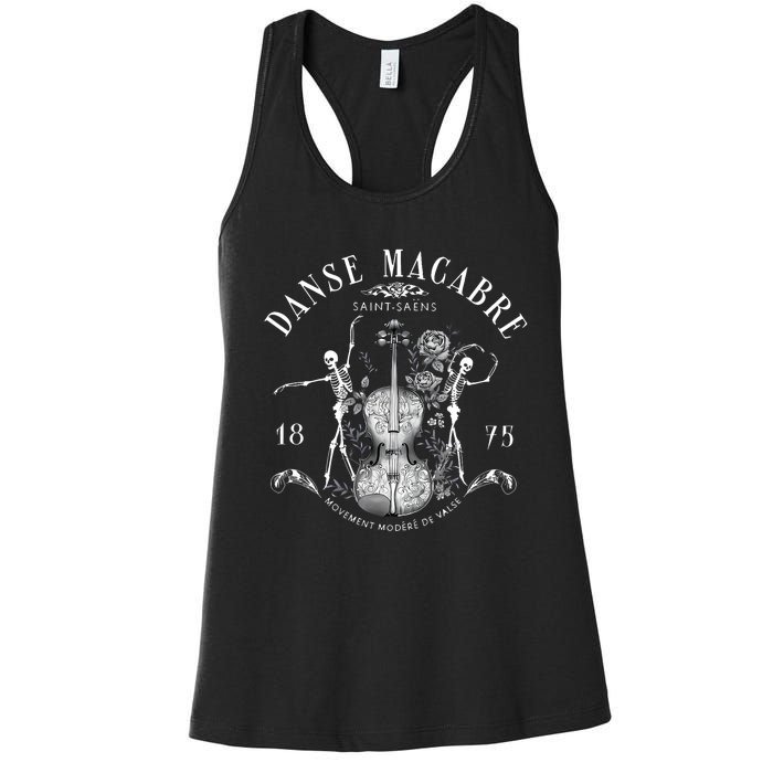 Danse Macabre Orchestra Skeleton Violin Teacher Halloween Women's Racerback Tank