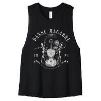 Danse Macabre Orchestra Skeleton Violin Teacher Halloween Women's Racerback Cropped Tank