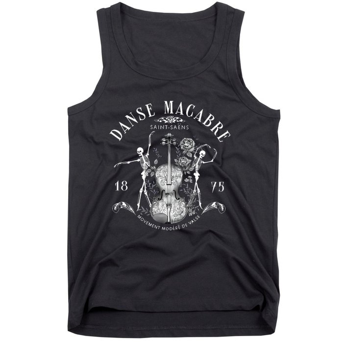 Danse Macabre Orchestra Skeleton Violin Teacher Halloween Tank Top