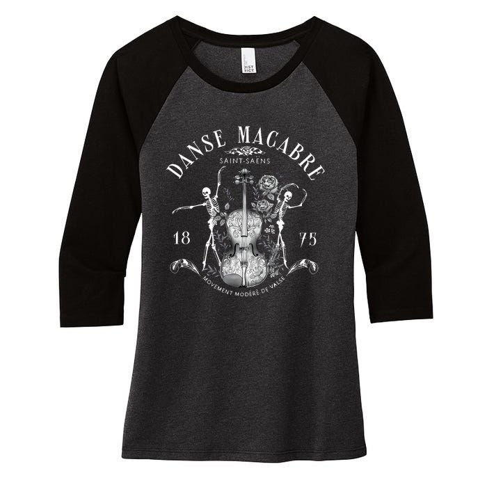 Danse Macabre Orchestra Skeleton Violin Teacher Halloween Women's Tri-Blend 3/4-Sleeve Raglan Shirt