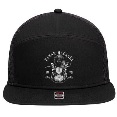 Danse Macabre Orchestra Skeleton Violin Teacher Halloween 7 Panel Mesh Trucker Snapback Hat