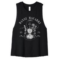 Danse Macabre Orchestra Skeleton Violin Teacher Halloween Women's Racerback Cropped Tank