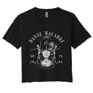 Danse Macabre Orchestra Skeleton Violin Teacher Halloween Women's Crop Top Tee