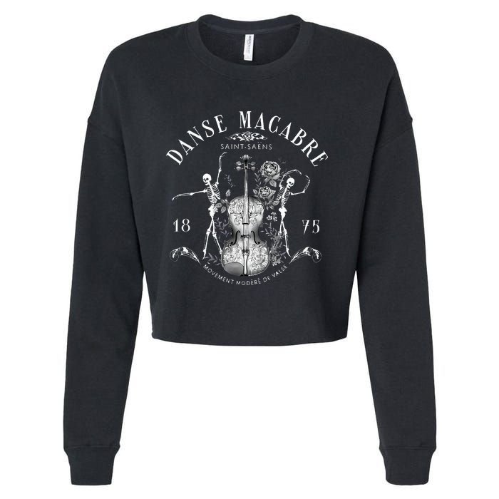 Danse Macabre Orchestra Skeleton Violin Teacher Halloween Cropped Pullover Crew