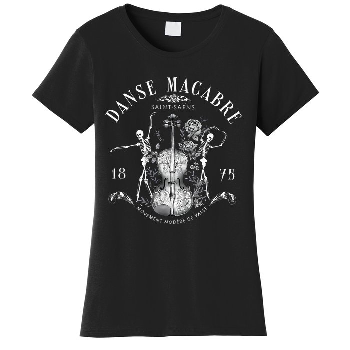 Danse Macabre Orchestra Skeleton Violin Teacher Halloween Women's T-Shirt