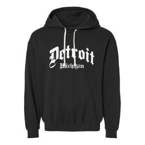 Detroit Michigan Old School Design Classic Garment-Dyed Fleece Hoodie