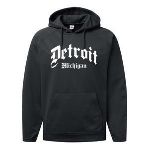 Detroit Michigan Old School Design Classic Performance Fleece Hoodie