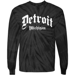 Detroit Michigan Old School Design Classic Tie-Dye Long Sleeve Shirt