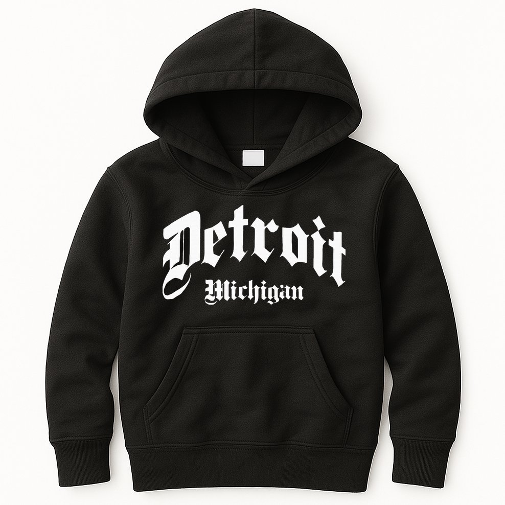 Detroit Michigan Old School Design Classic Kids Hoodie