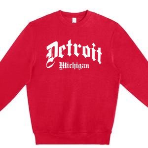 Detroit Michigan Old School Design Classic Premium Crewneck Sweatshirt