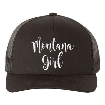 Distressed MT Outfit Cute Montana Girl Yupoong Adult 5-Panel Trucker Hat