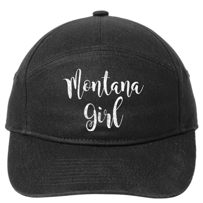 Distressed MT Outfit Cute Montana Girl 7-Panel Snapback Hat