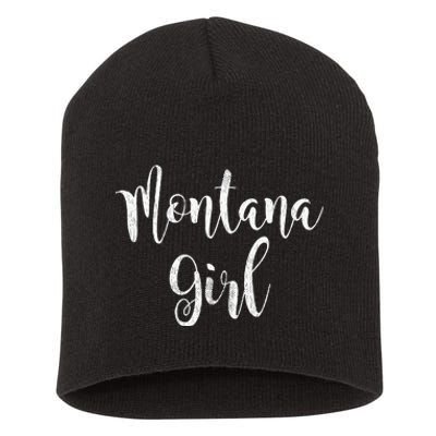 Distressed MT Outfit Cute Montana Girl Short Acrylic Beanie