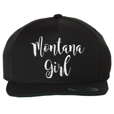 Distressed MT Outfit Cute Montana Girl Wool Snapback Cap