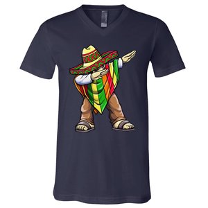 Dabbing Mexican Poncho Cinco De Mayo V-Neck T-Shirt