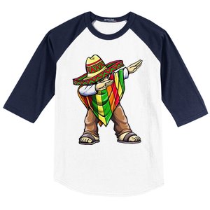 Dabbing Mexican Poncho Cinco De Mayo Baseball Sleeve Shirt