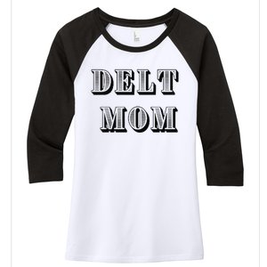 Delt Mom Premium Women's Tri-Blend 3/4-Sleeve Raglan Shirt