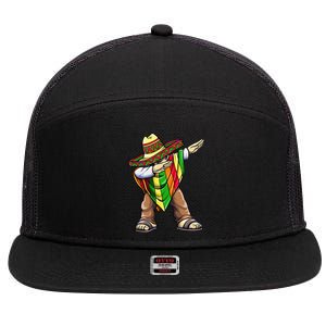 Dabbing Mexican Poncho Cinco de Mayo 7 Panel Mesh Trucker Snapback Hat