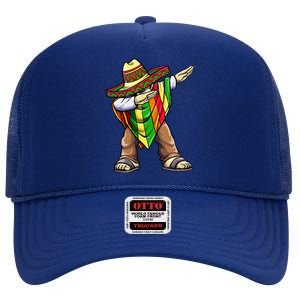 Dabbing Mexican Poncho Cinco de Mayo High Crown Mesh Back Trucker Hat