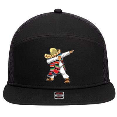Dabbing Mexican Poncho Cinco De Mayo Sombrero Dab 7 Panel Mesh Trucker Snapback Hat
