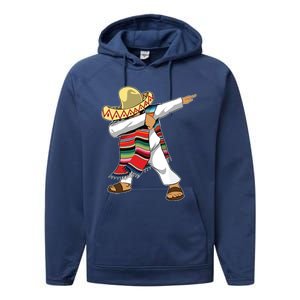 Dabbing Mexican Poncho Cinco De Mayo Sombrero Dab Performance Fleece Hoodie