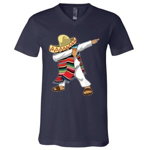 Dabbing Mexican Poncho Cinco De Mayo Sombrero Dab V-Neck T-Shirt