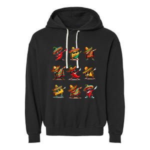 Dabbing Mexican Poncho Taco Cinco De Mayo Garment-Dyed Fleece Hoodie