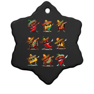 Dabbing Mexican Poncho Taco Cinco De Mayo Ceramic Star Ornament