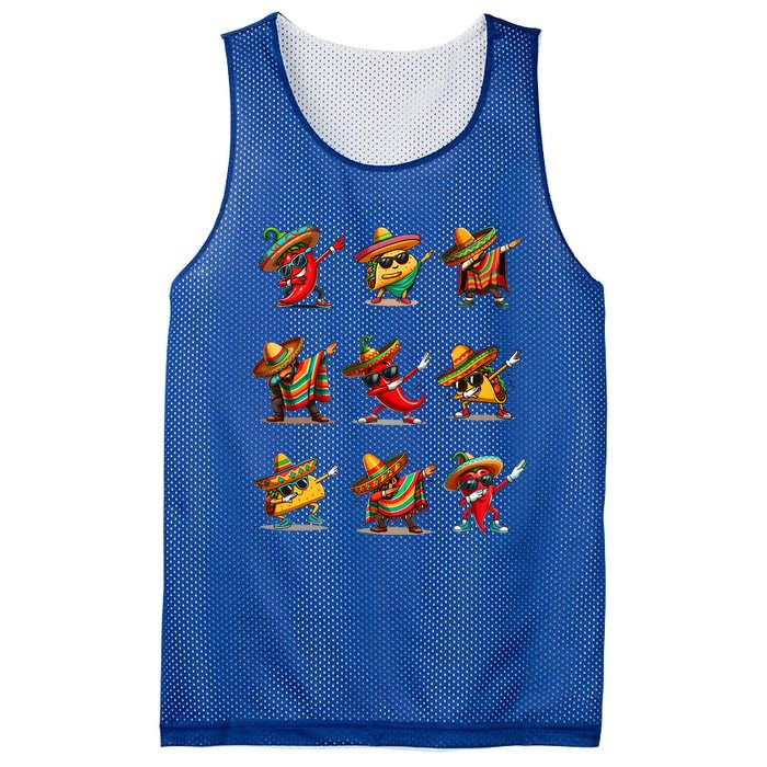 Dabbing Mexican Poncho Taco Cinco De Mayo Mesh Reversible Basketball Jersey Tank