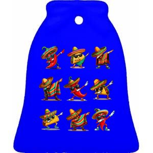 Dabbing Mexican Poncho Taco Cinco De Mayo Ceramic Bell Ornament