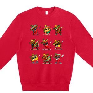 Dabbing Mexican Poncho Taco Cinco De Mayo Premium Crewneck Sweatshirt