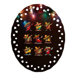 Dabbing Mexican Poncho Taco Cinco De Mayo Ceramic Oval Ornament