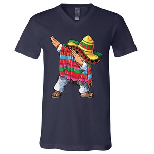 Dabbing Mexican Poncho Cinco De Mayo V-Neck T-Shirt