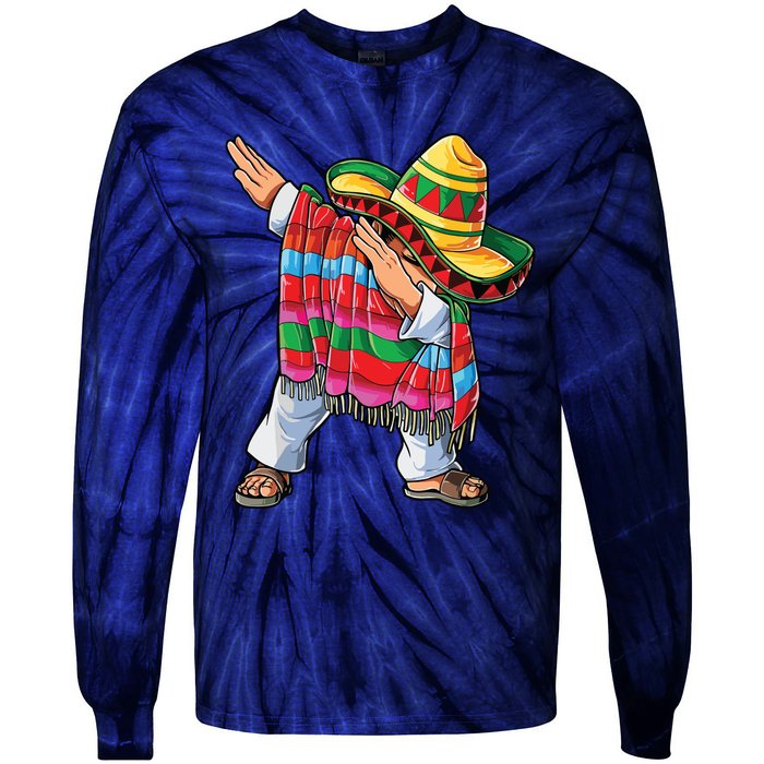 Dabbing Mexican Poncho Cinco De Mayo Tie-Dye Long Sleeve Shirt