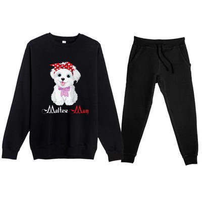 Dog Mama Puppy Mom Maltese Premium Crewneck Sweatsuit Set