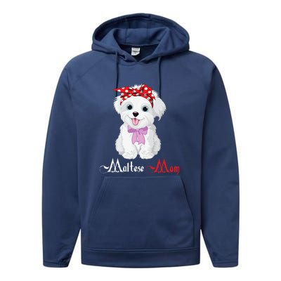 Dog Mama Puppy Mom Maltese Performance Fleece Hoodie