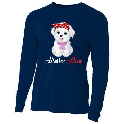 Dog Mama Puppy Mom Maltese Cooling Performance Long Sleeve Crew