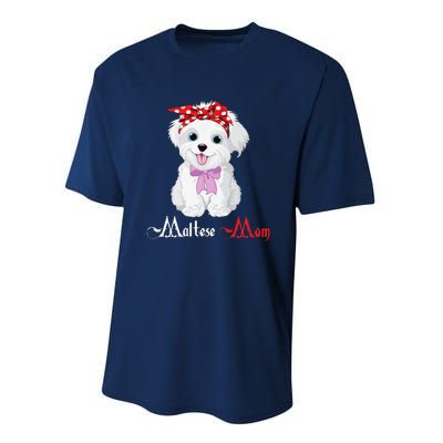 Dog Mama Puppy Mom Maltese Performance Sprint T-Shirt