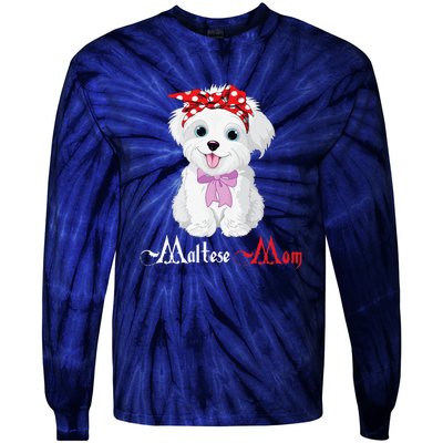 Dog Mama Puppy Mom Maltese Tie-Dye Long Sleeve Shirt