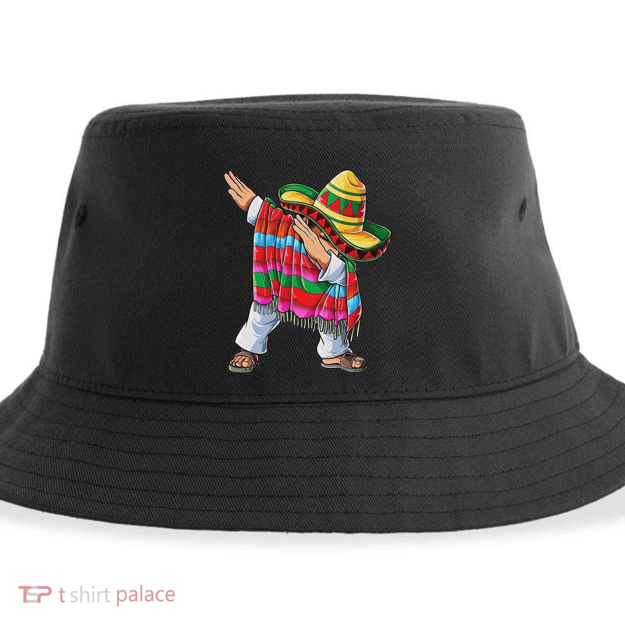 Dabbing Mexican Poncho Cinco De Mayo Short Sleeve Sombrero Dab Sustainable Bucket Hat
