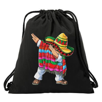 Dabbing Mexican Poncho Cinco De Mayo Short Sleeve Sombrero Dab Drawstring Bag