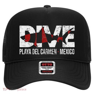 Dive Mexico Playa Del Carmen Scuba Diving High Crown Mesh Back Trucker Hat