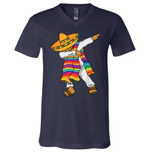 Dabbing Mexican Poncho Cinco De Mayo V-Neck T-Shirt