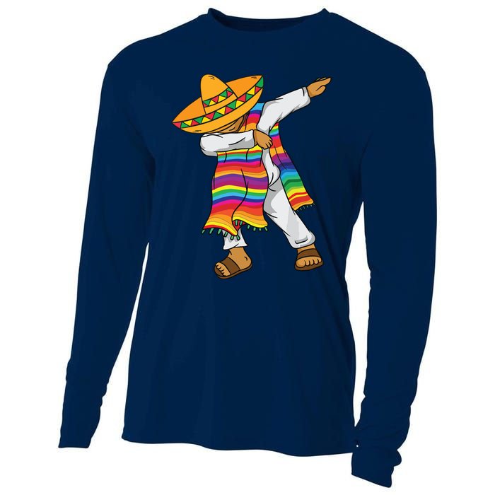 Dabbing Mexican Poncho Cinco De Mayo Cooling Performance Long Sleeve Crew