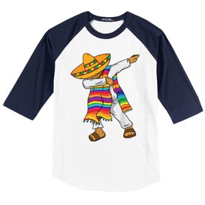 Dabbing Mexican Poncho Cinco De Mayo Baseball Sleeve Shirt